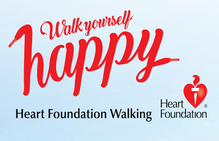 Poster with text Walk yourself happy by the Heart Foundation