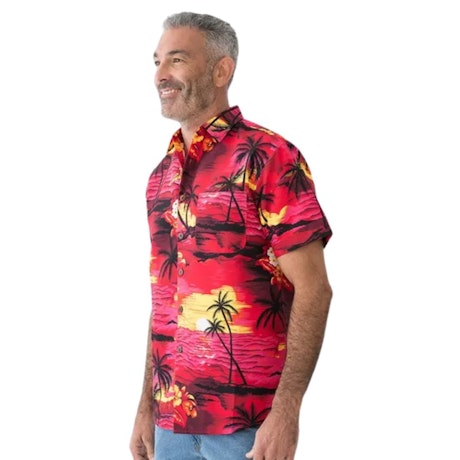 Pacifica Hawaiian Shirt Crimson surfing Sunset